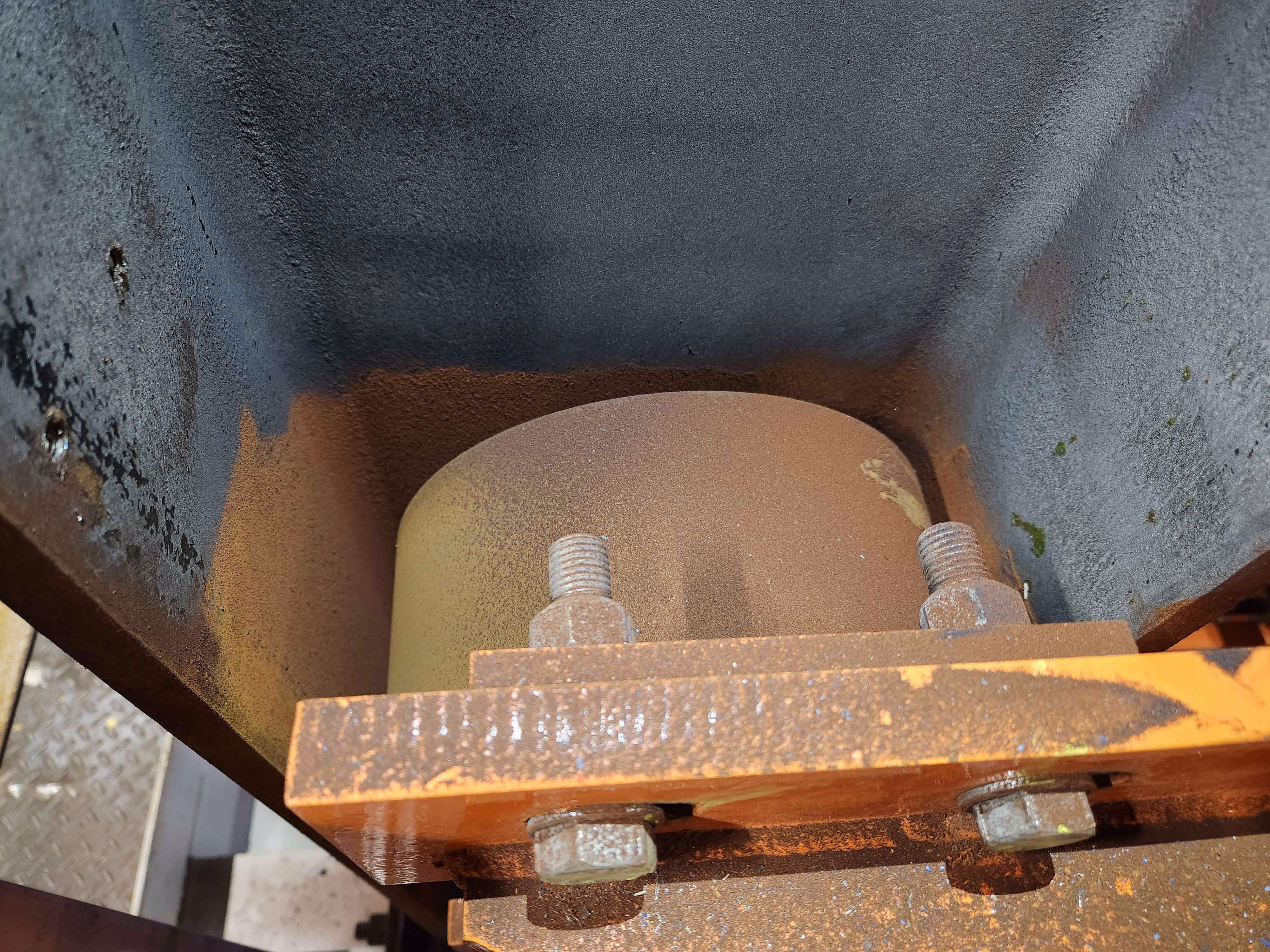 I-Beam rust removal closeup.